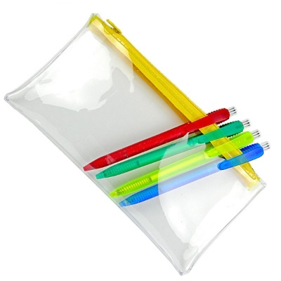 Image of PVC Pencil Case - Clear (Yellow Zip)