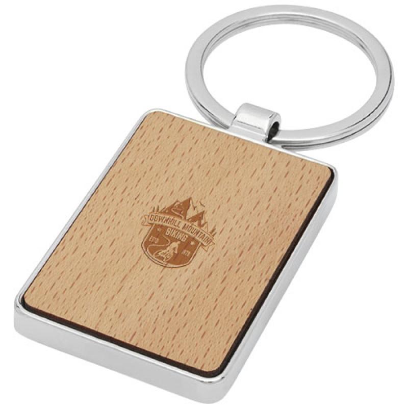 Image of Mauro beech wood rectangular keychain